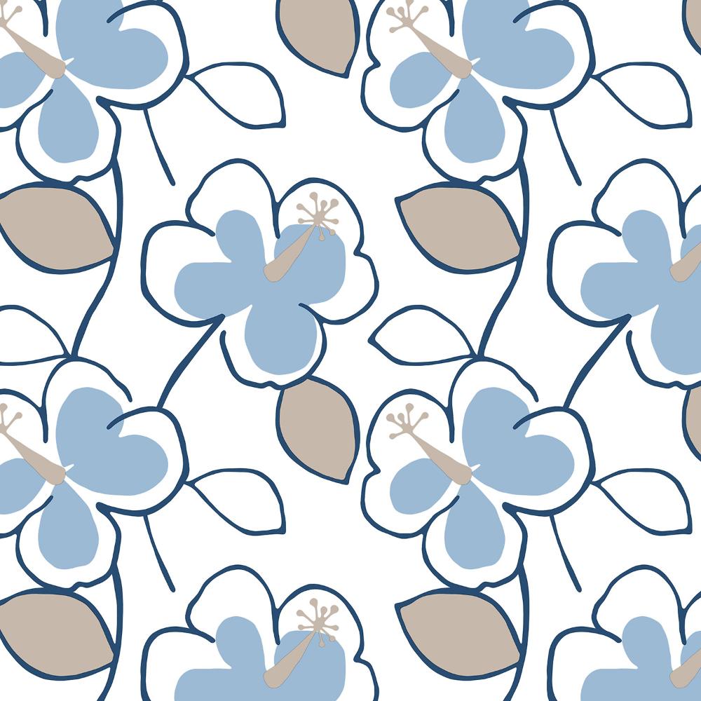 Patton Wallcoverings JJ38018 Rewind Flower Power In Navy And Taupe Wallpaper 